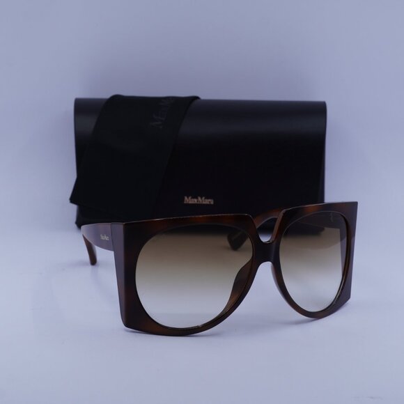 MaxMara ANNE MM0023 52F Geometric Sunglasses - Havana/Brown - Picture 4 of 11